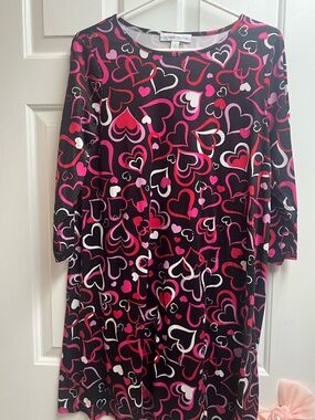 Worthington Black Dress with Pink, Red and White Heart Print
